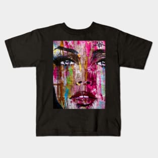 woman face painting pop art Kids T-Shirt